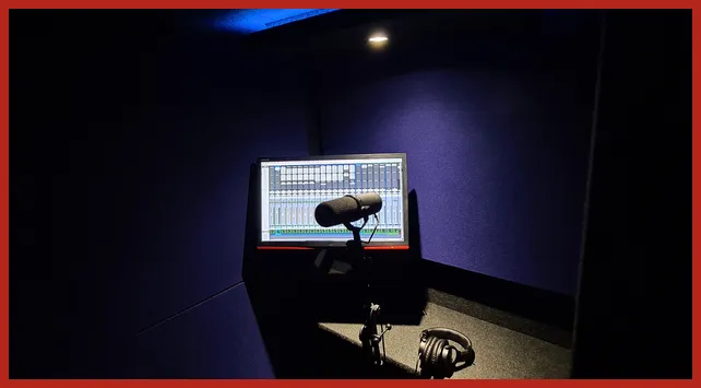Studio vocal booth for vocals, ADR dubbing, voice over, audiobooks, guitar re-amping and more in Edinburgh, Scotland | Black Cave Recordings