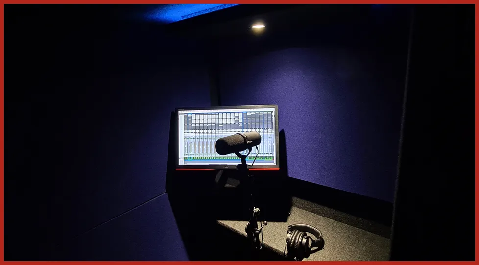 Studio vocal booth for vocals, ADR dubbing, voice over, audiobooks, guitar re-amping and more in Edinburgh, Scotland | Black Cave Recordings